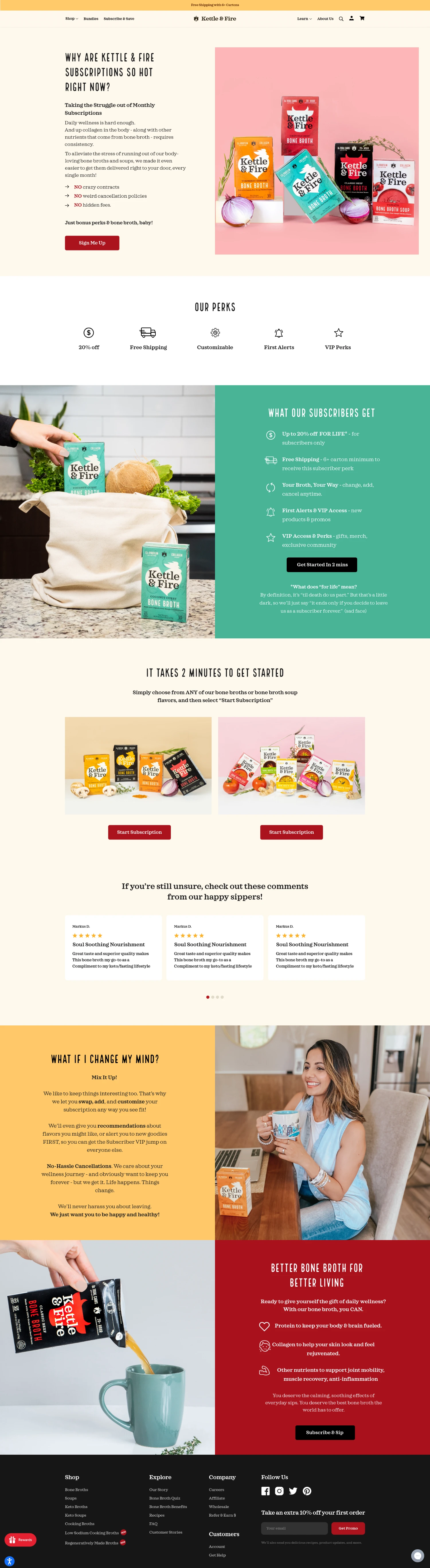 Kettle and Fire subscription landingpage